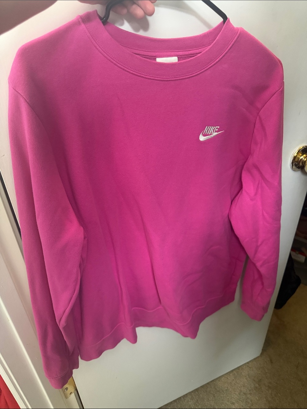 Nike Fuchsia Women's Crewneck Sweatshirt with White Logo